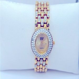 Working! Ladies Vintage EJ Signed Elizabeth Taylor White Diamonds Watch